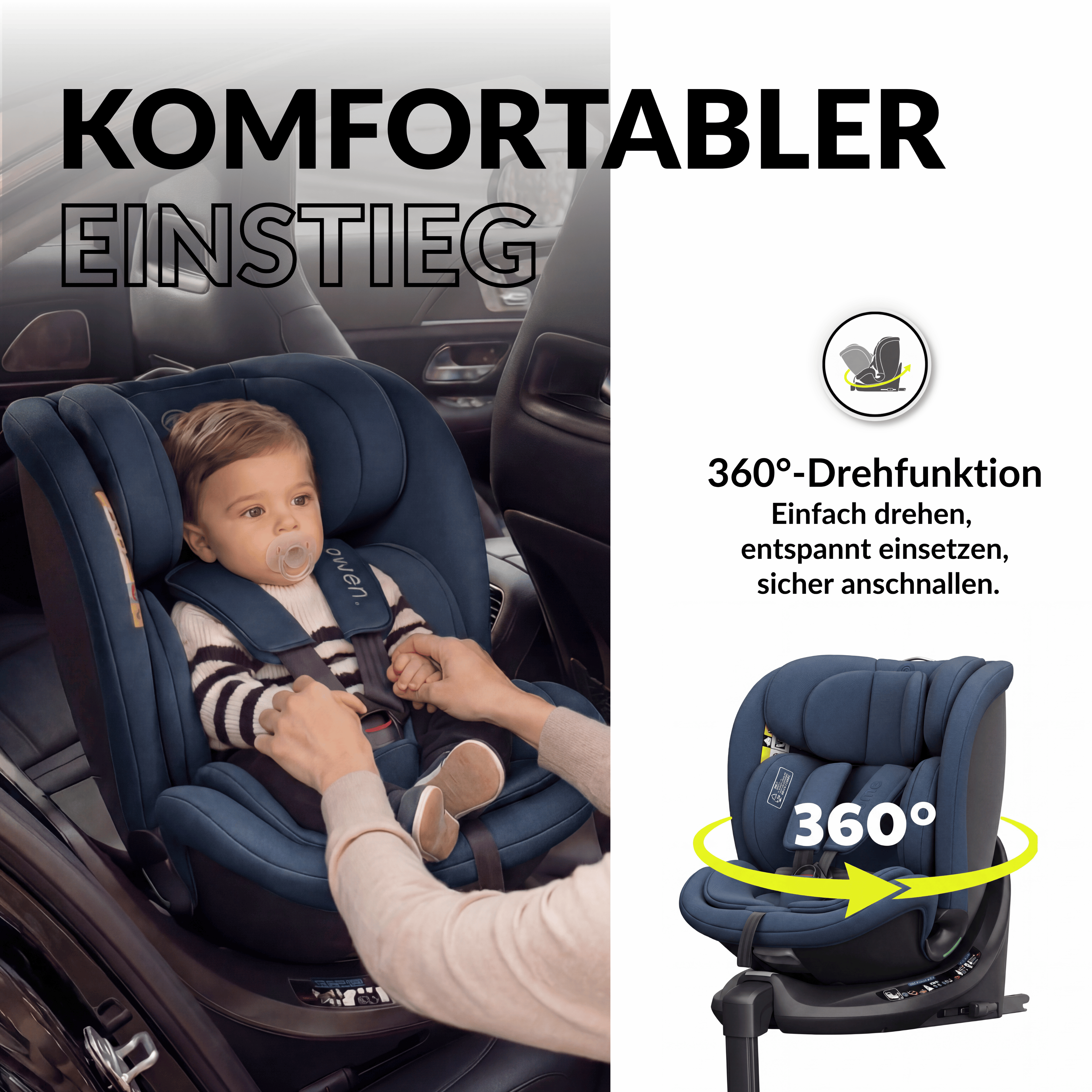 OWEN® 3-in-1 Kindersitz mit ISOFIX 360º Comfy