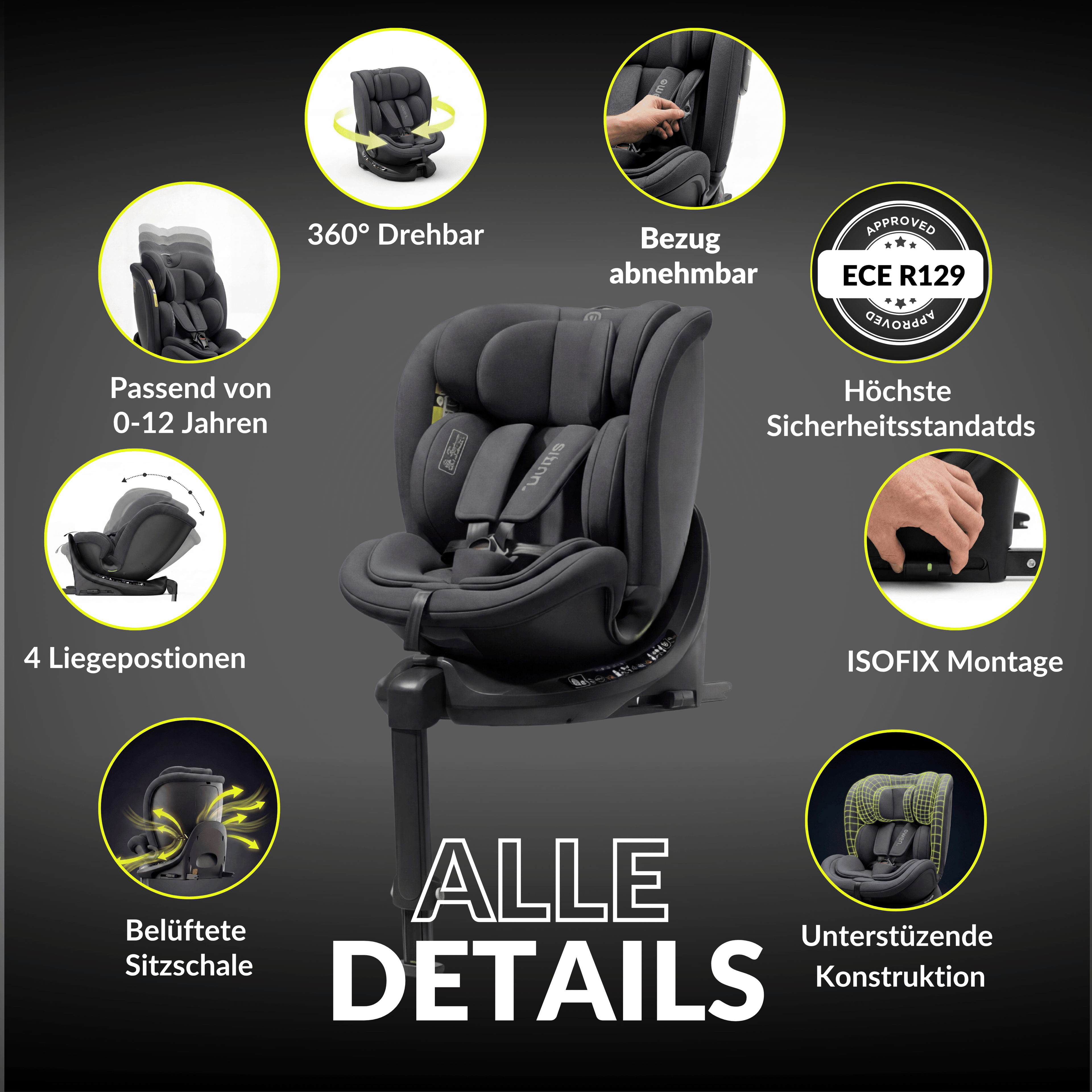 OWEN® 3-in-1 Kindersitz mit ISOFIX 360º Comfy
