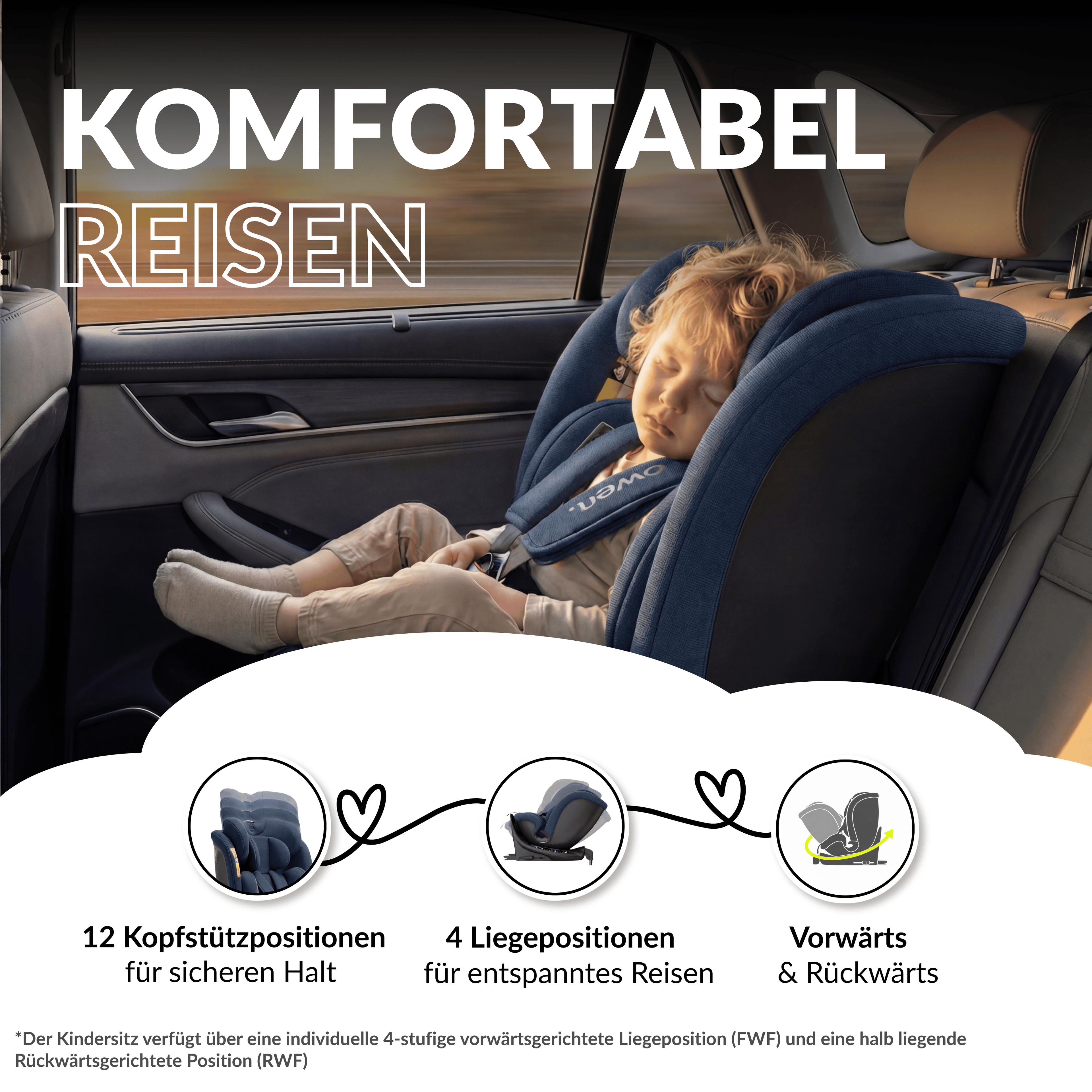 OWEN® 3-in-1 Kindersitz mit ISOFIX 360º Comfy