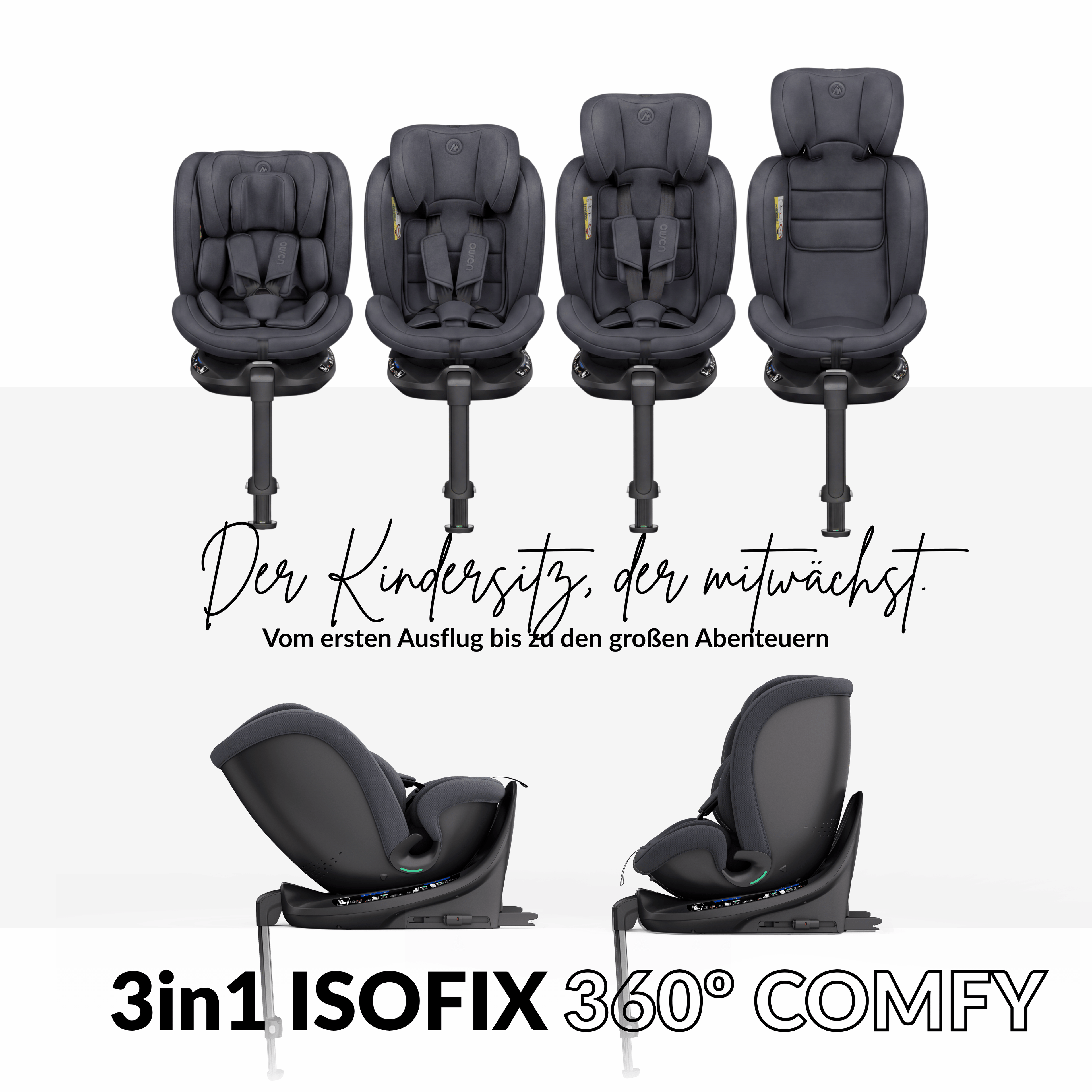 OWEN® 3-in-1 Kindersitz mit ISOFIX 360º Comfy