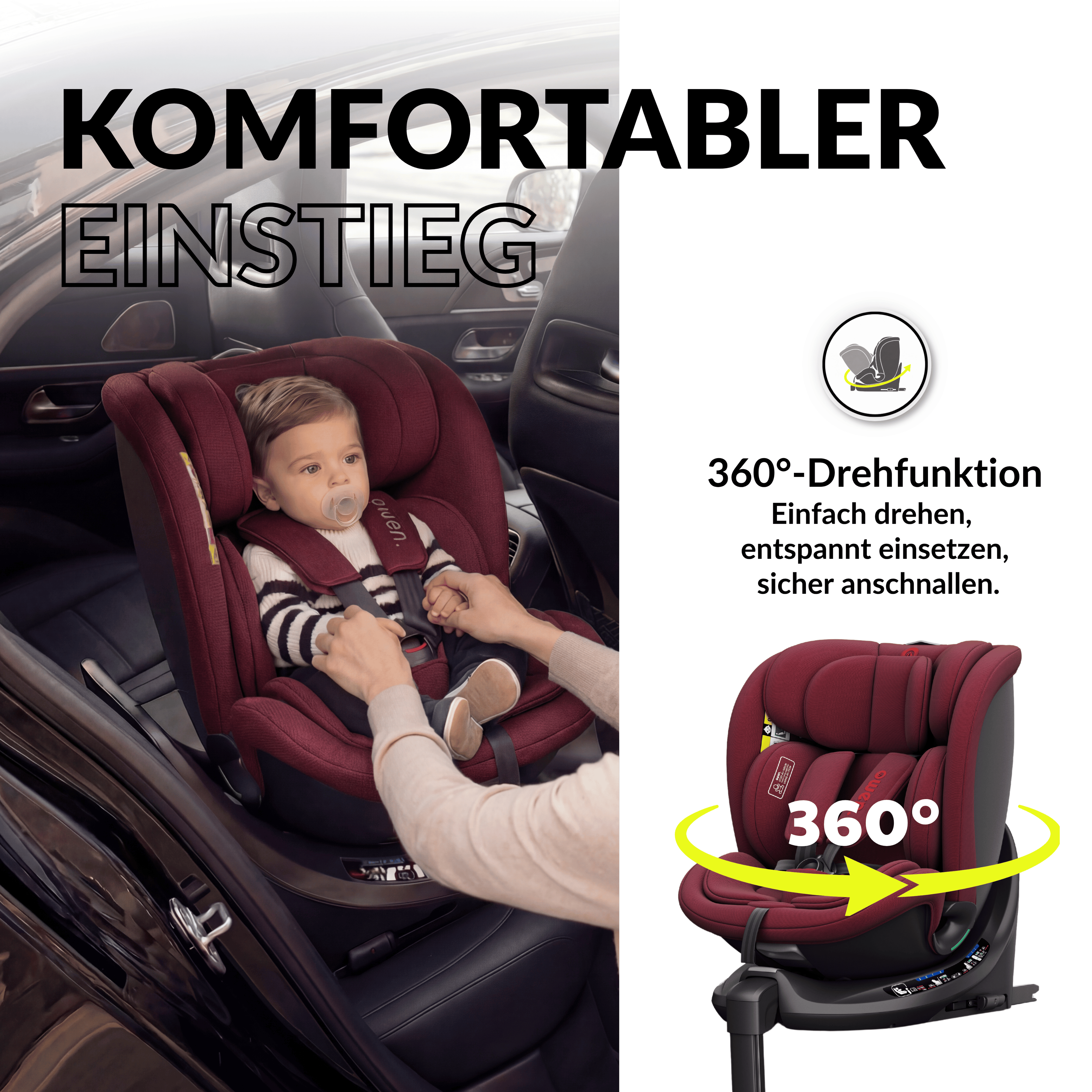 OWEN® 3-in-1 Kindersitz mit ISOFIX 360º Comfy