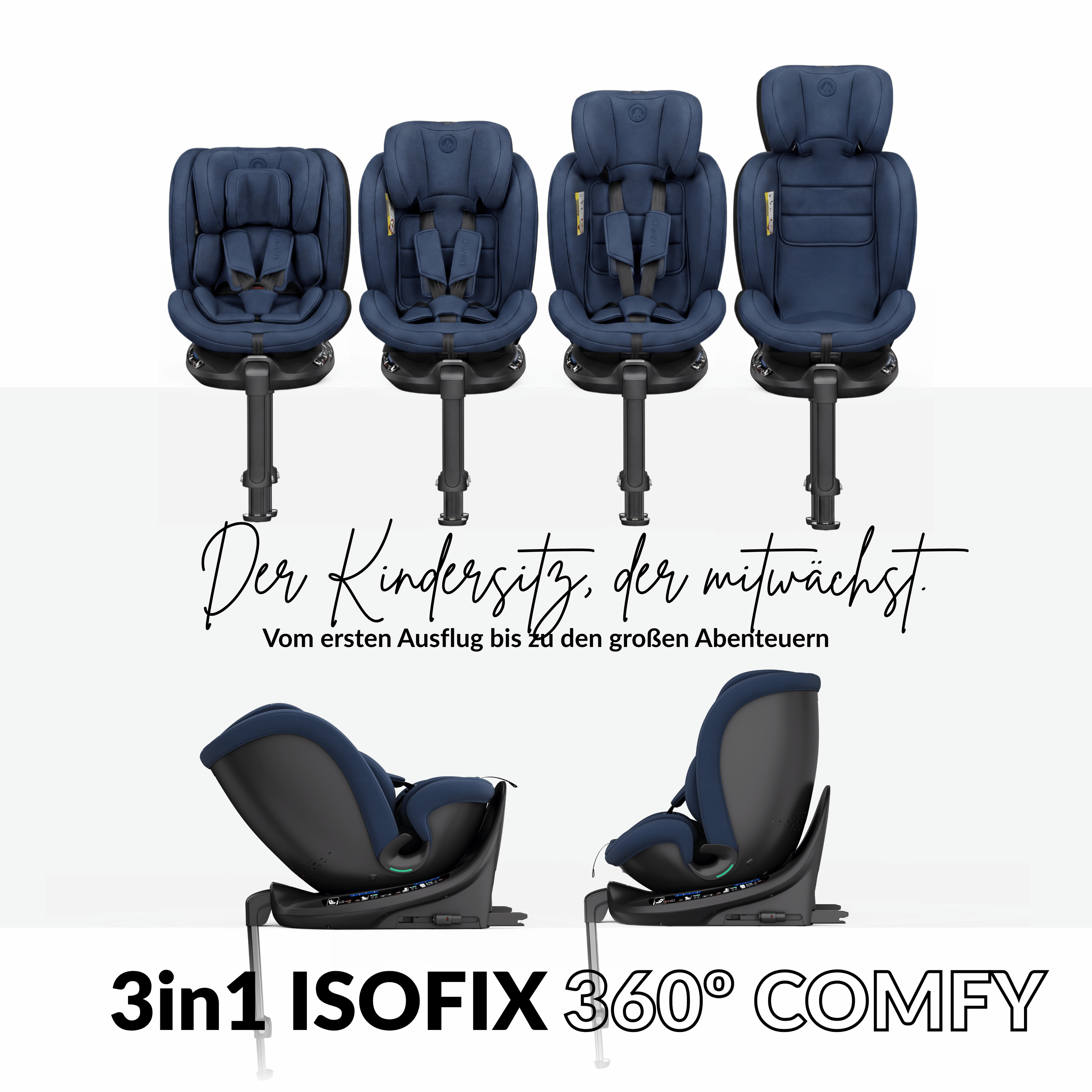 OWEN® 3-in-1 Kindersitz mit ISOFIX 360º Comfy