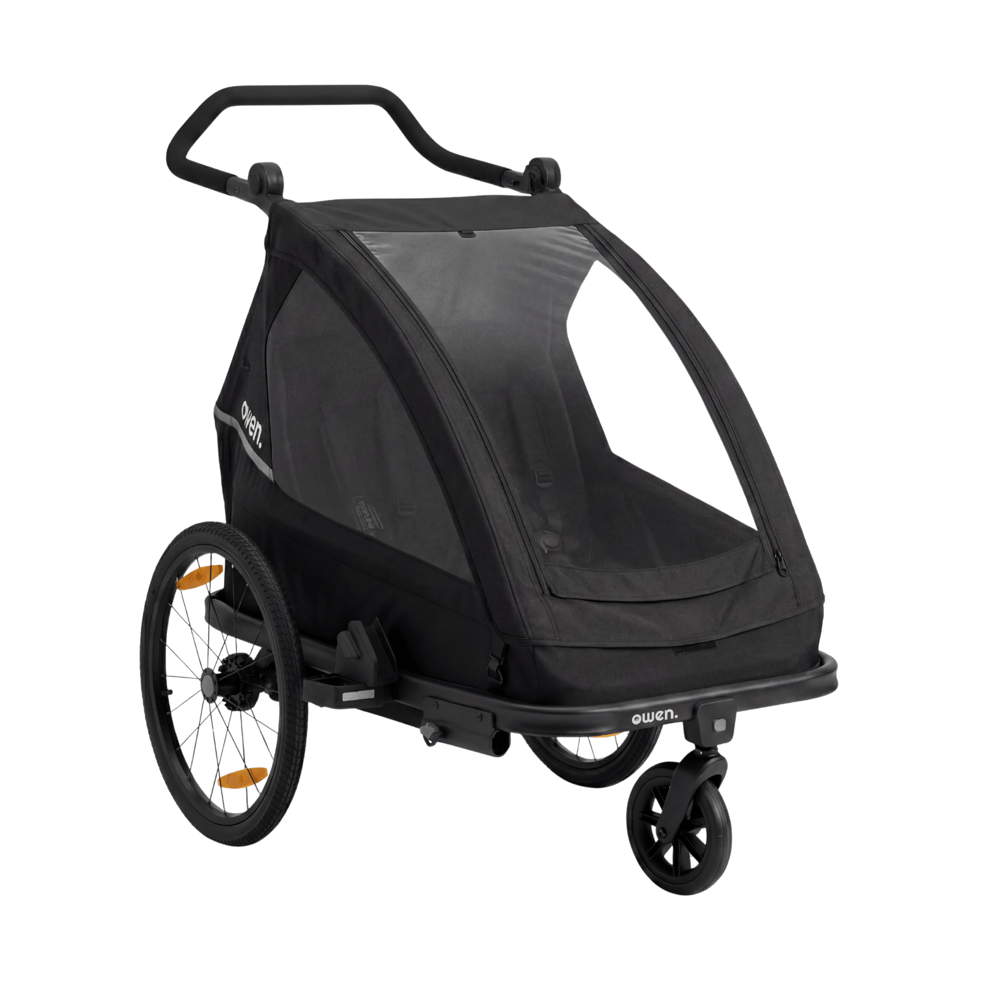OWEN Navora Kinderfahrradanhänger mit Verdeck in Schwarz