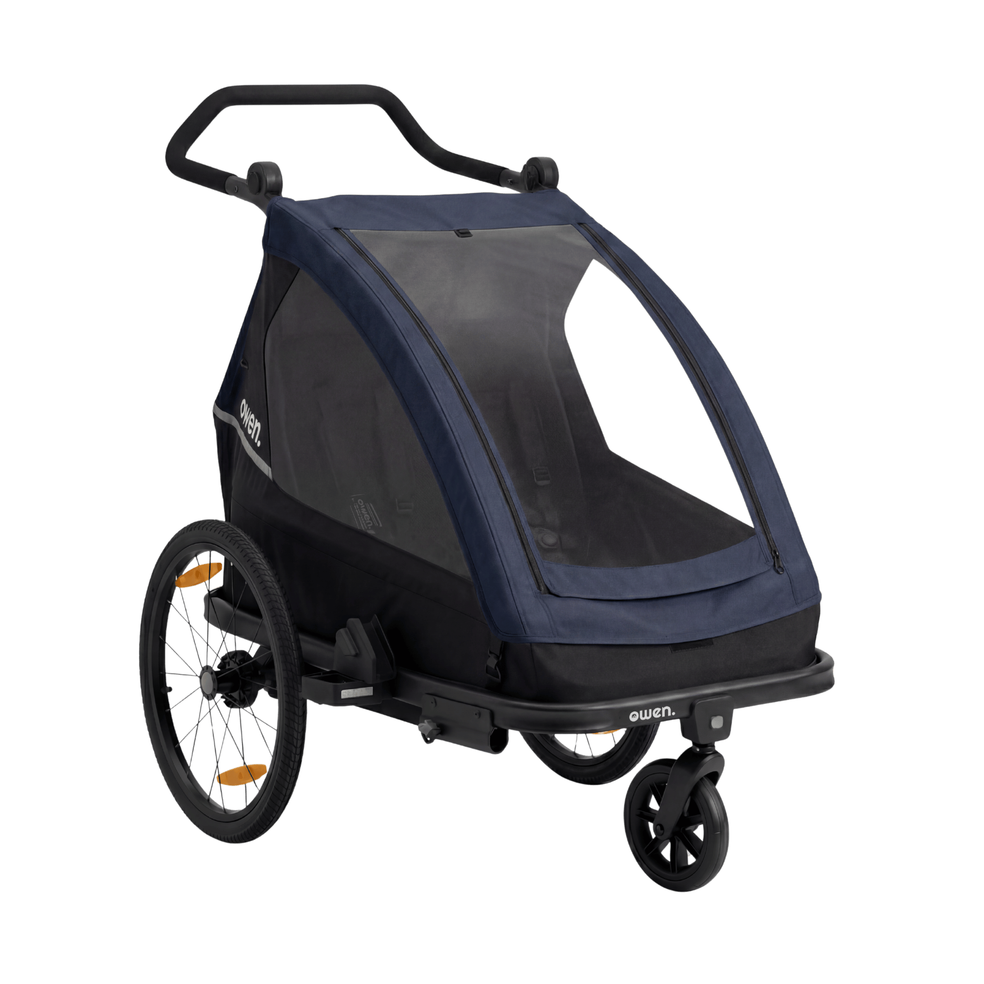 OWEN® Navora Kinder Fahrradanhänger Set – Zweisitzer inkl. Verdeck