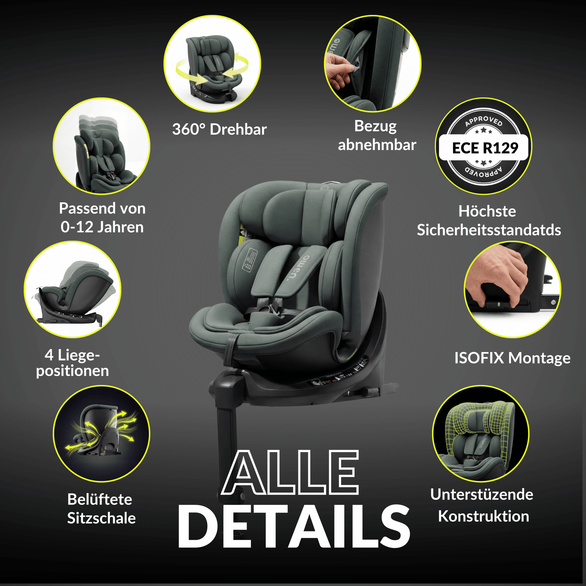 OWEN® 3 - in - 1 Kindersitz mit ISOFIX 360º Comfy - OWEN