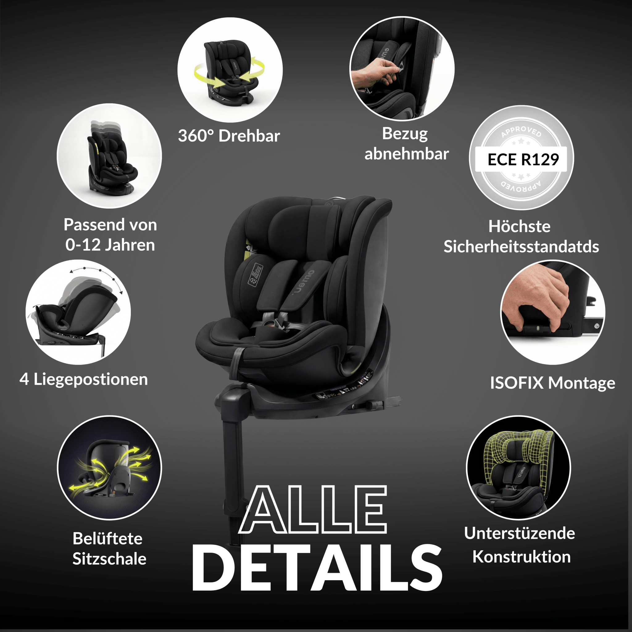 OWEN® 3 - in - 1 Kindersitz mit ISOFIX 360º Comfy - OWEN