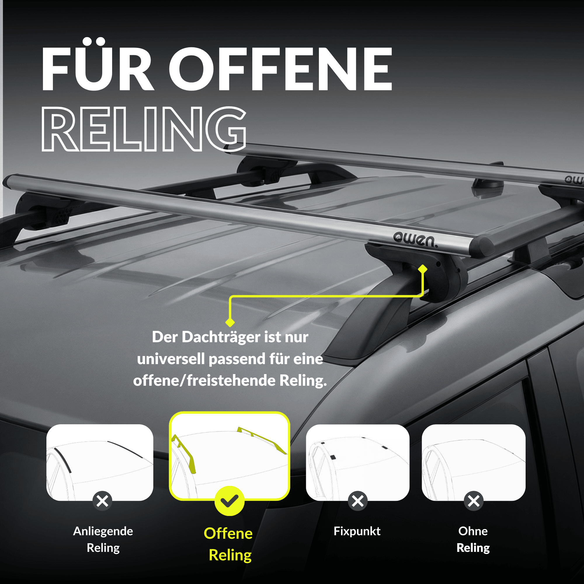 OWEN® Dachträger 5.0 für offene Reling - OWEN