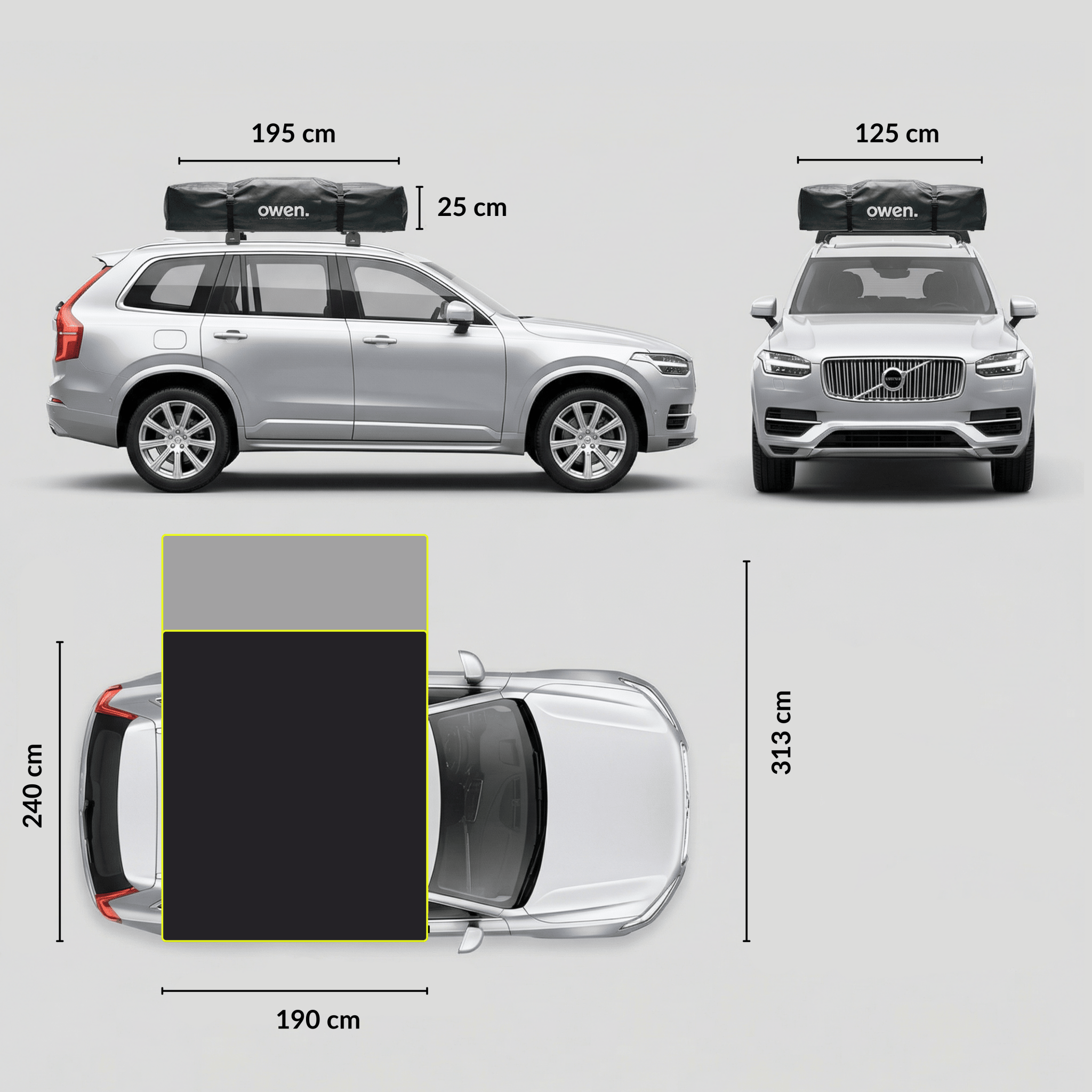 xc90 dachzelt Dachzelt four+ – 4 Personen, 193×240 cm Liegefläche – OWEN
