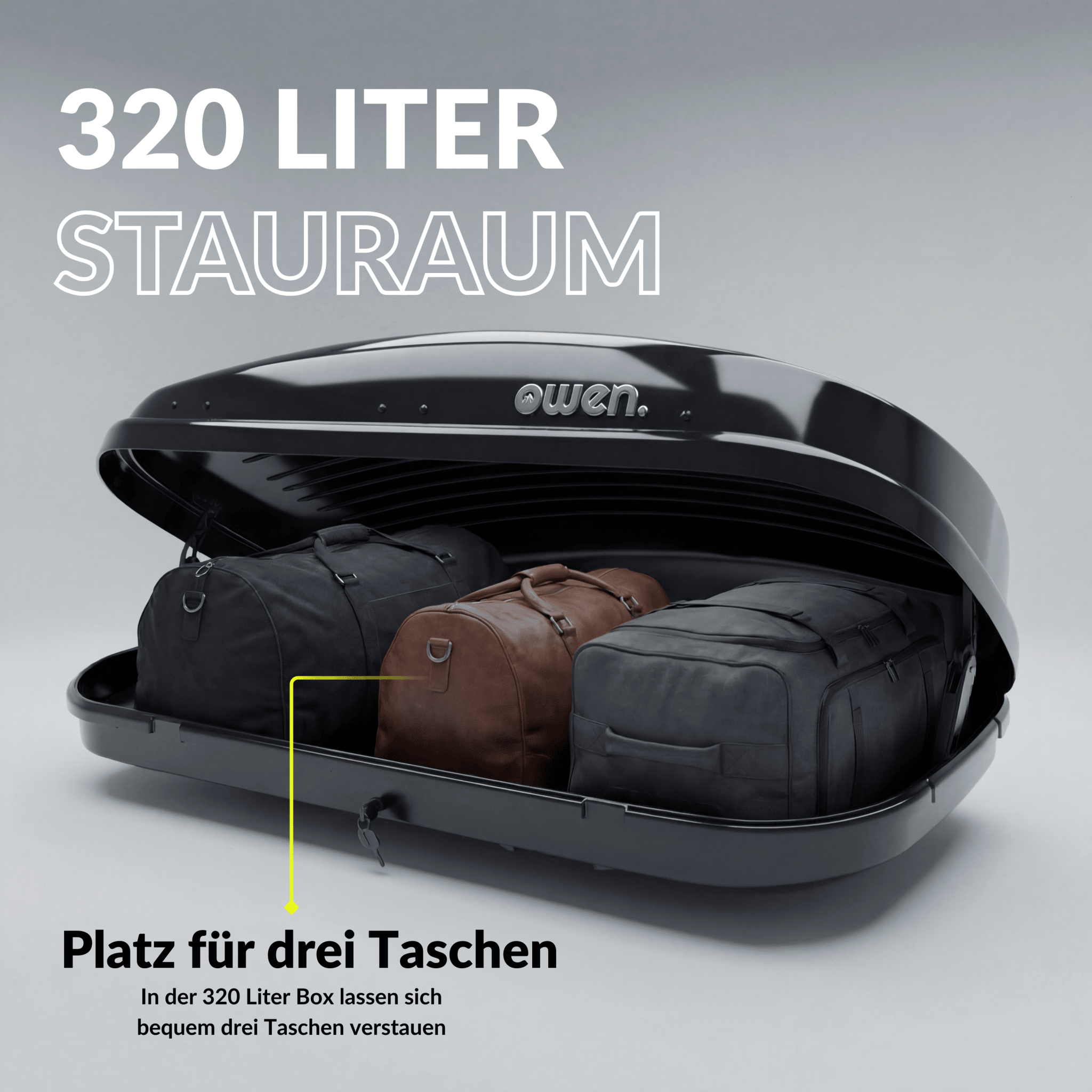 dachbox aufbewahren Dachbox ROWA 320L – abschließbar & beidseitig öffnend – OWEN