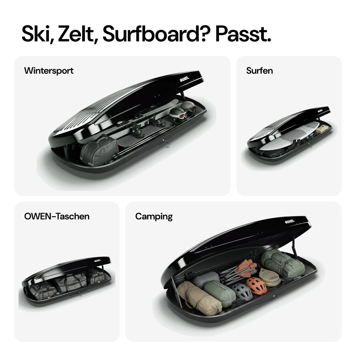 OWEN® ROWA Dachbox 520L – Beladungsbeispiele